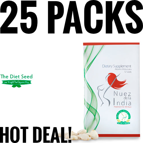 The Diet Seed | Nuez de la India - 25 Packs - 12 Seeds in each Pack